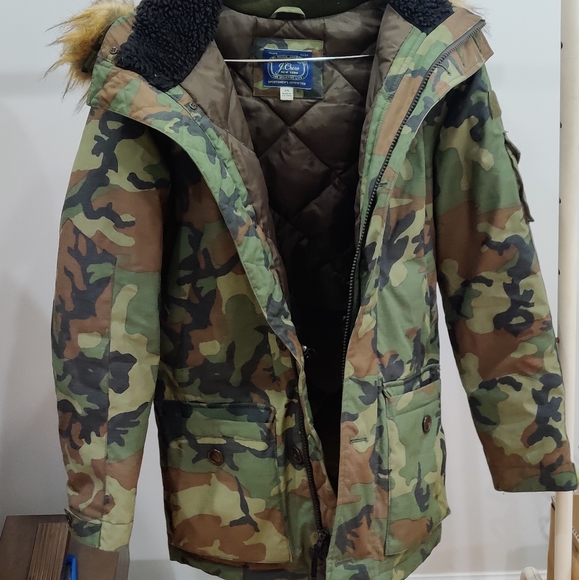 XSmall J.Crew Green Camo Parka - Picture 2 of 9